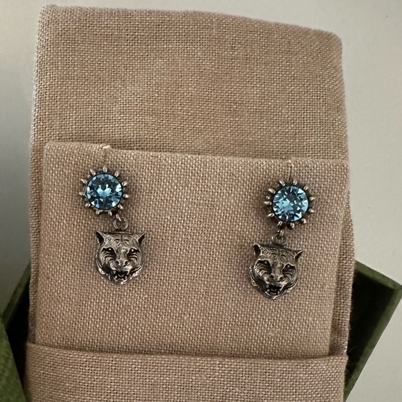 Gucci crystal Feline heads stub Earrings - Picture 1 of 4